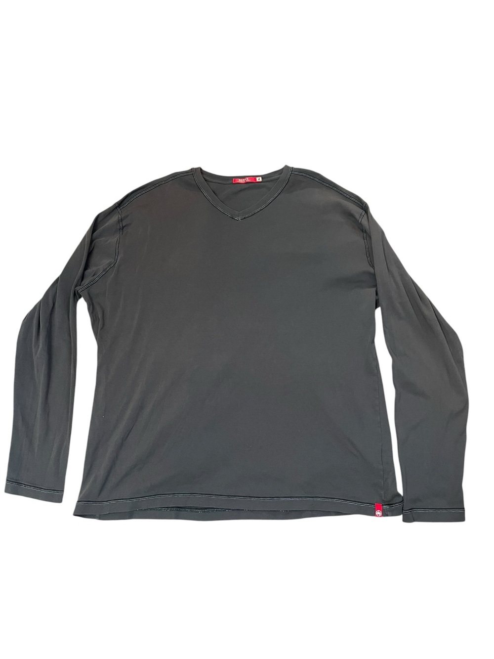 Agave Men's Victoria Long Sleeve Cotton V-Neck Shirt in Gray